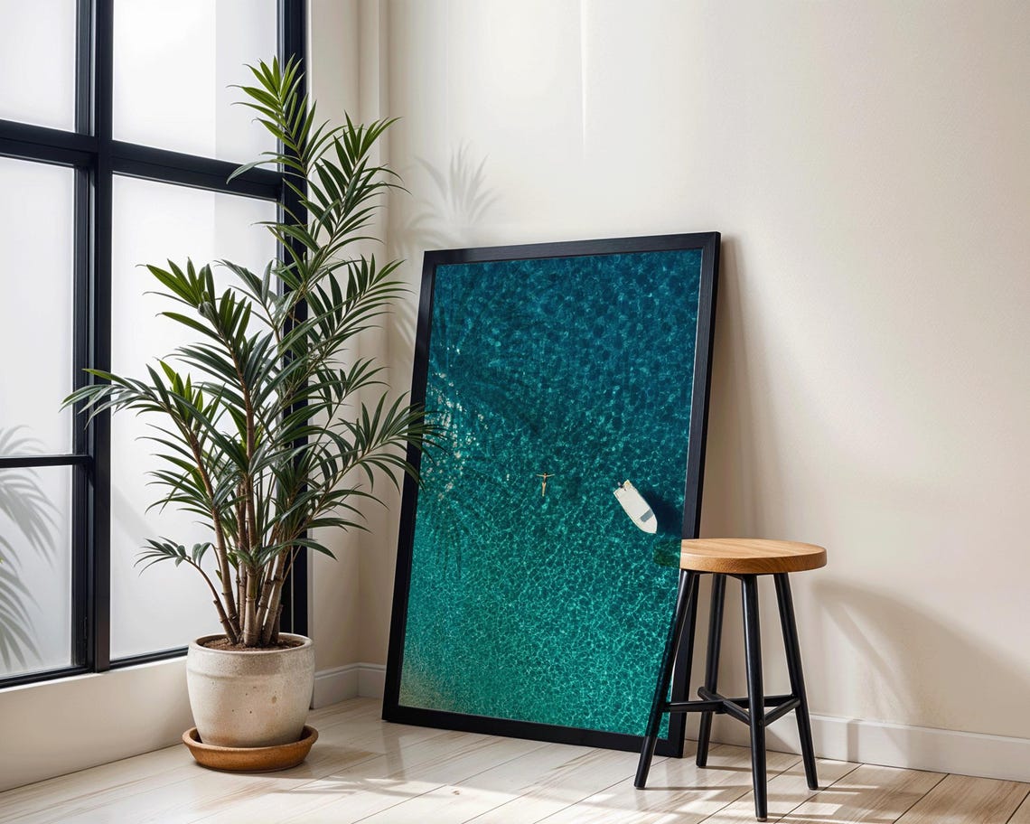 Ocean Aerial Photography Art Print, Minimalist Beach Decor - Image 3