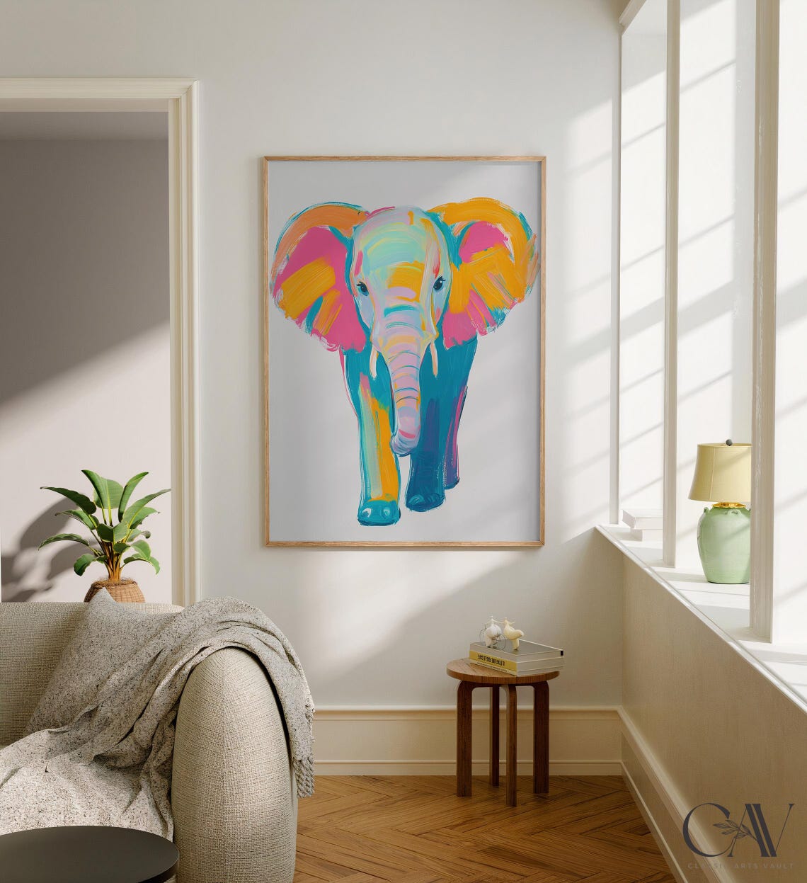 Standing Colorful Elephant Modern Pop Art Wildlife Animal Poster - Image 2