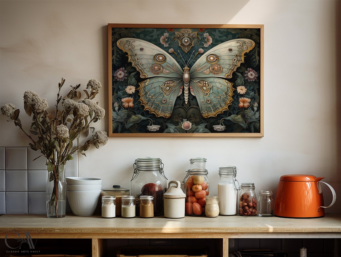 Mechanical Butterfly With Gear Wings Dark Floral Steampunk Poster - Image 4