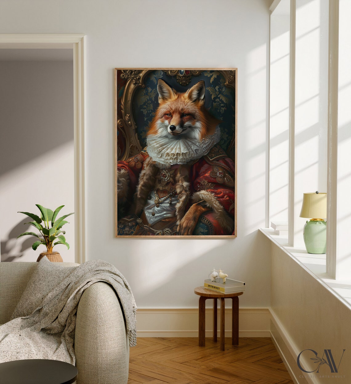 Noble Fox in Renaissance Ruff Collar Costume Portrait Poster - Image 2