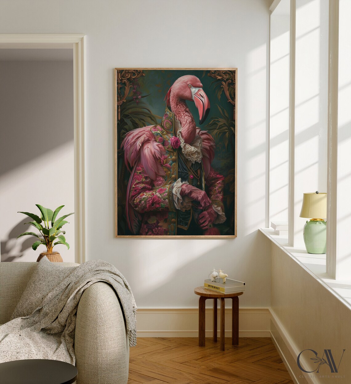 Flamingo Royal Renaissance Portrait Vintage Art Print - Image 2