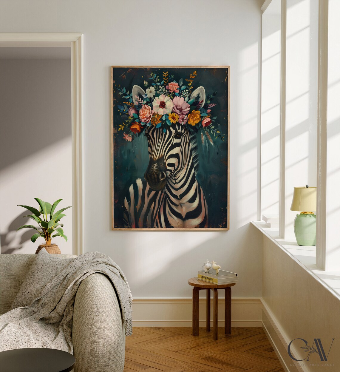 Zebra Maximalist Eclectic Animal Portrait Art Print - Image 2