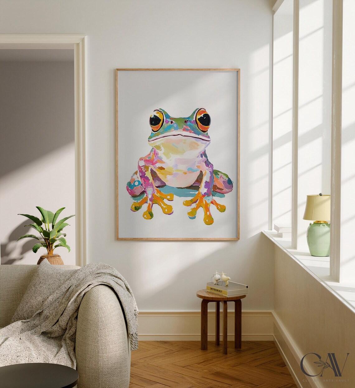Colorful Watercolor Frog Portrait Pop Art Modern Animal Poster - Image 2