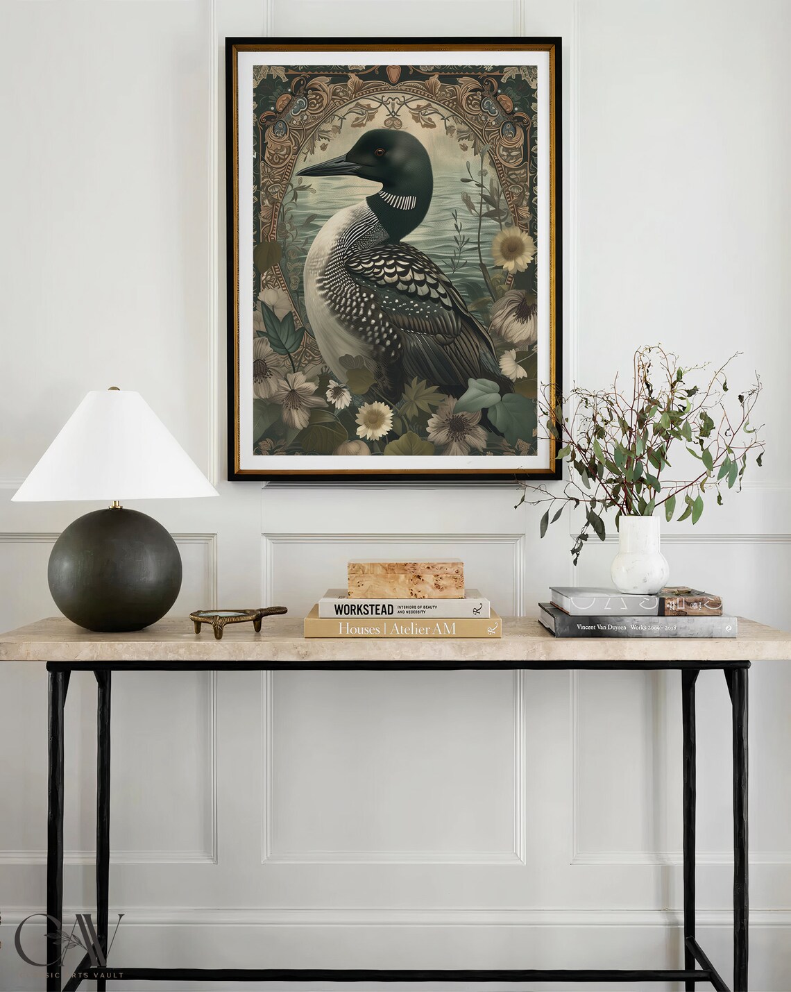 William Morris Inspired Loon Art Print, Cottagecore - Image 3