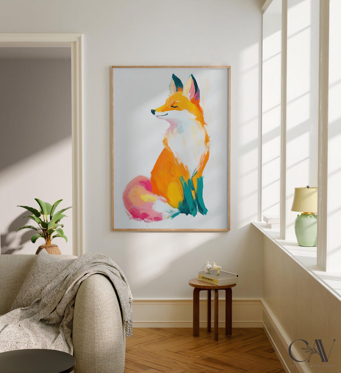 Serene Fox Profile Colorful Abstract Modern Wildlife Animal Poster - Image 2