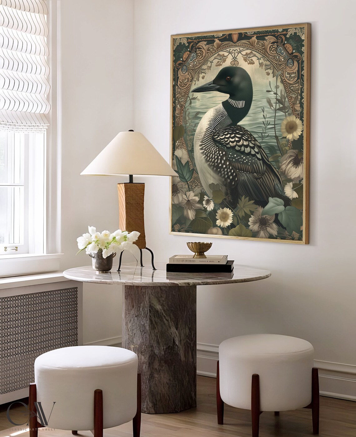 William Morris Inspired Loon Art Print, Cottagecore - Image 4