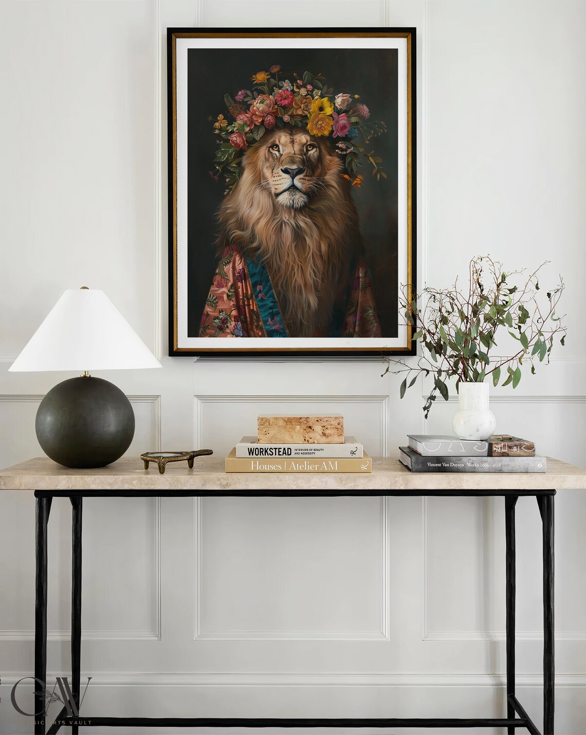 Lion Maximalist Eclectic Animal Portrait Art Print - Image 4