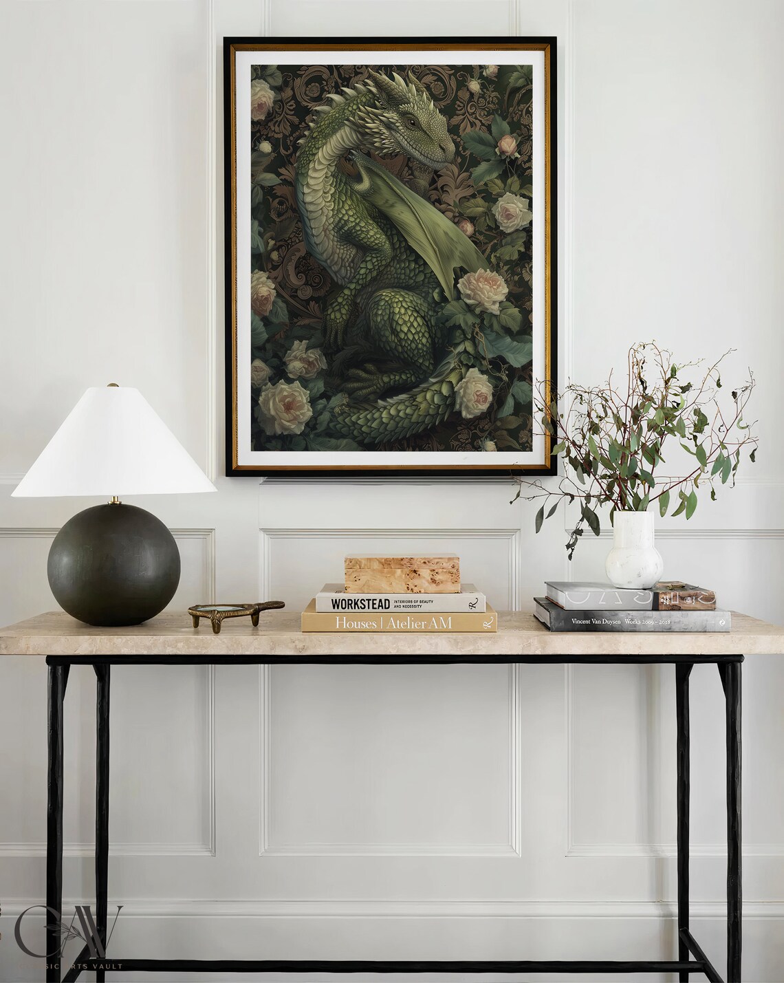 William Morris Inspired Dragon Art Print - Image 3