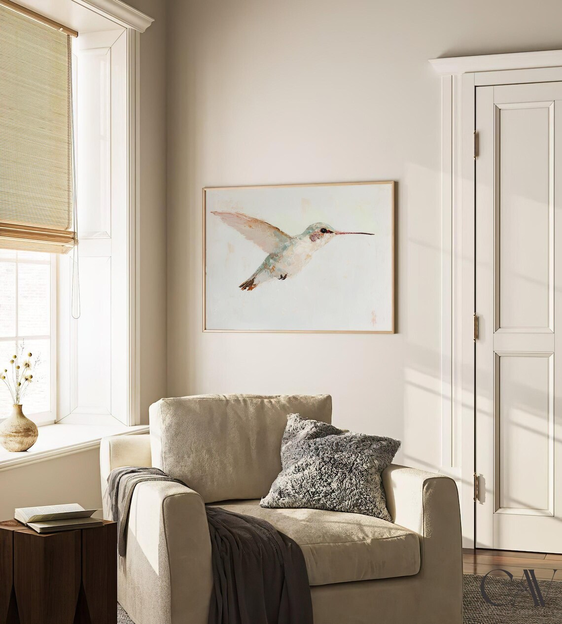 Hummingbird Art Print, Grandmillennial Vintage Style - Image 4