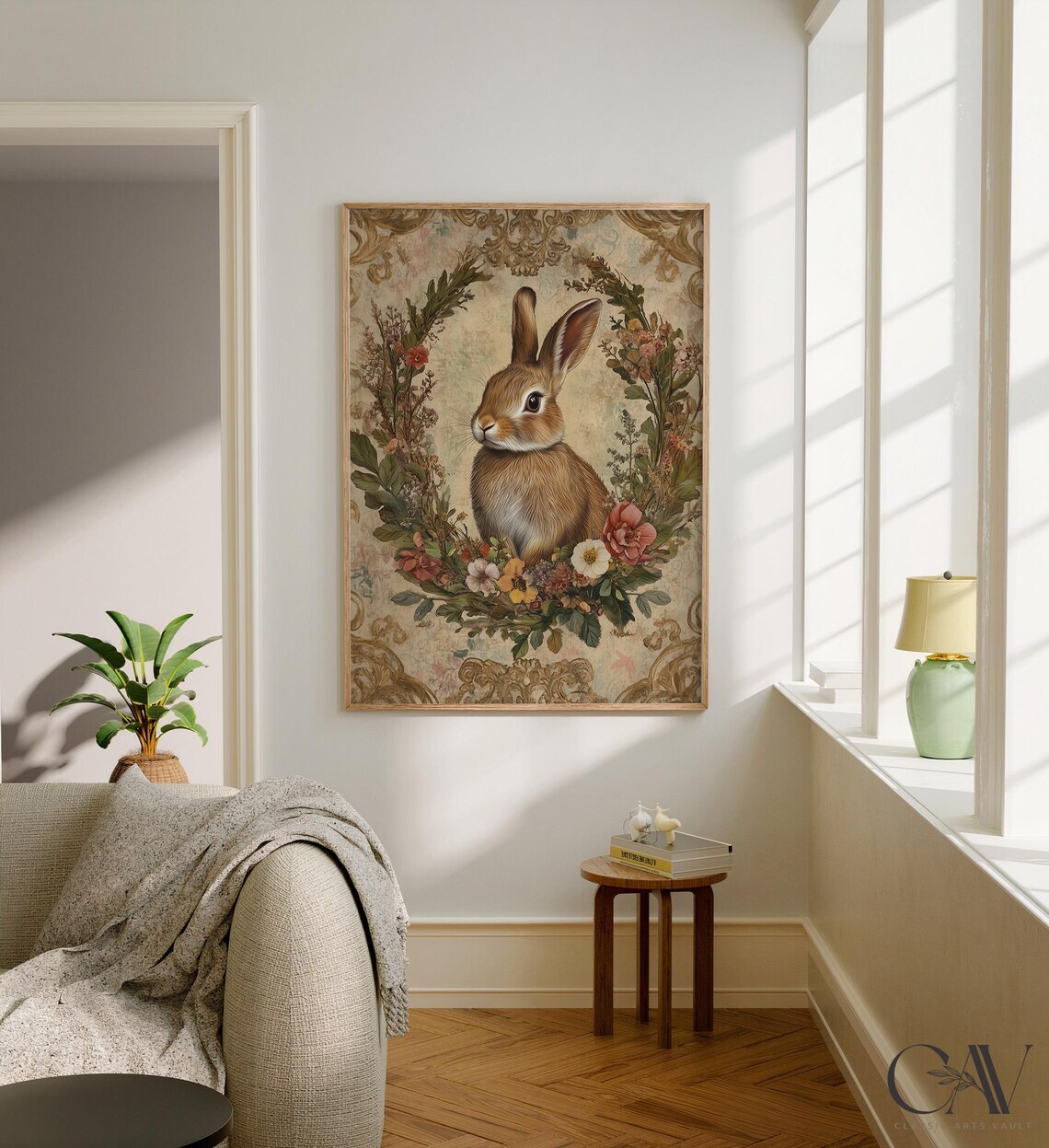 Vintage Rabbit Art Print, Cottagecore Garden Decor - Image 3
