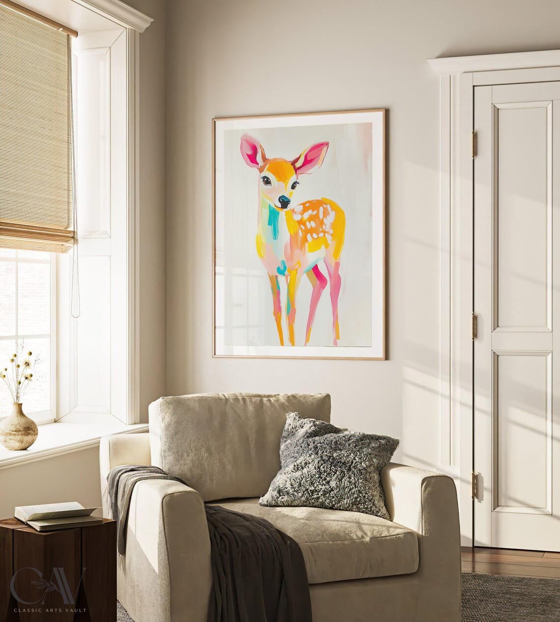 Colorful Standing Fawn Modern Pop Art Wildlife Animal Poster - Image 3