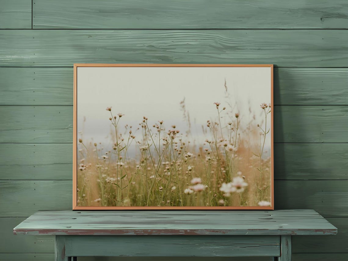 Wildflower Meadow Golden Hour Soft Summer Field Photography Poster