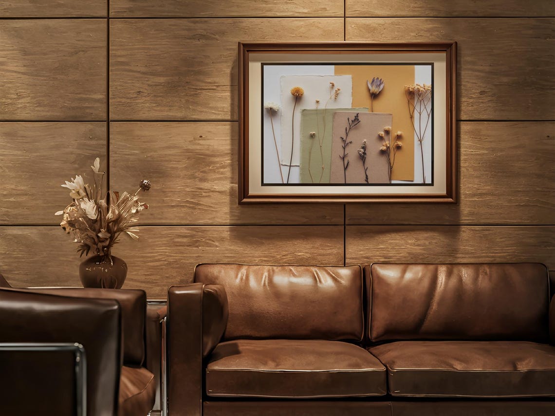 Pressed Dried Wildflowers Earth Tone Botanical Collage Wall Art - Image 3