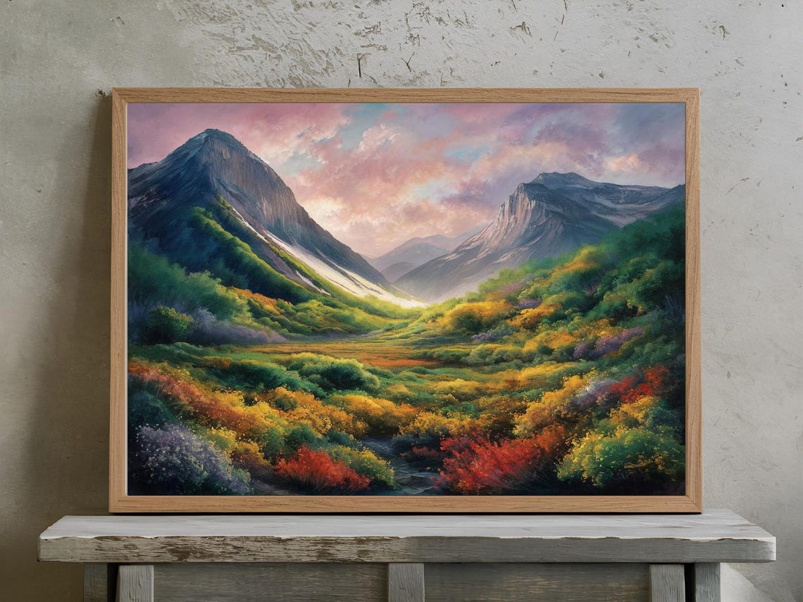 Mountain Fields Nature Art Print Decor Wall Room - Image 2