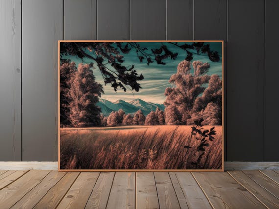 Mountain Forest Field Nature Art Print Decor Wall Room