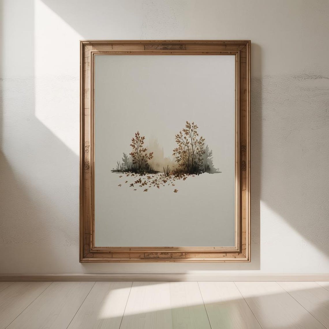Minimalist Autumn Trees Sparse Branches Neutral Modern Wall Art