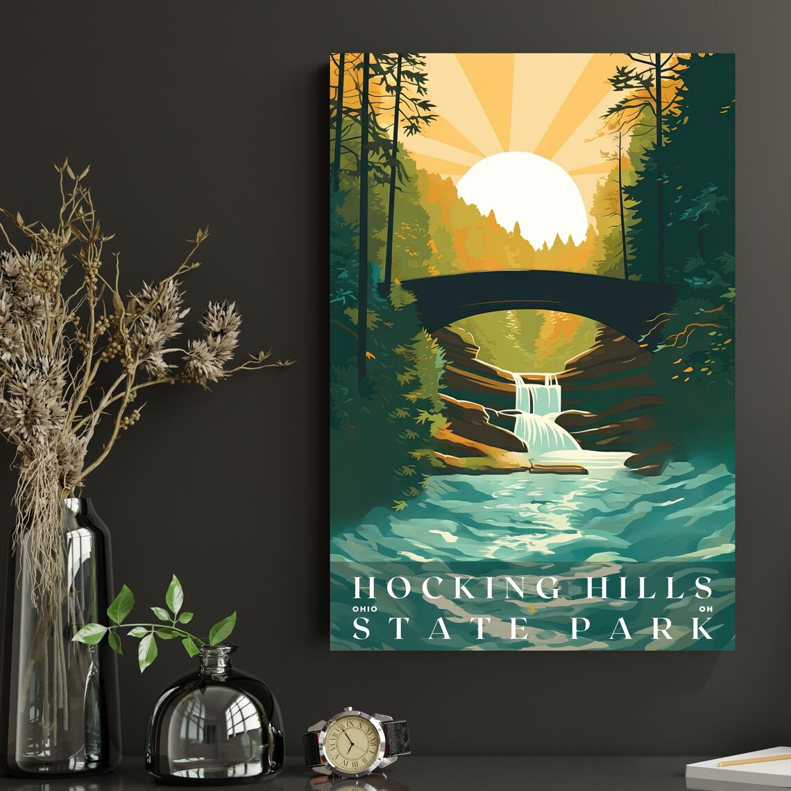 Hocking Hills State Park Retro Travel Poster Print - Image 2