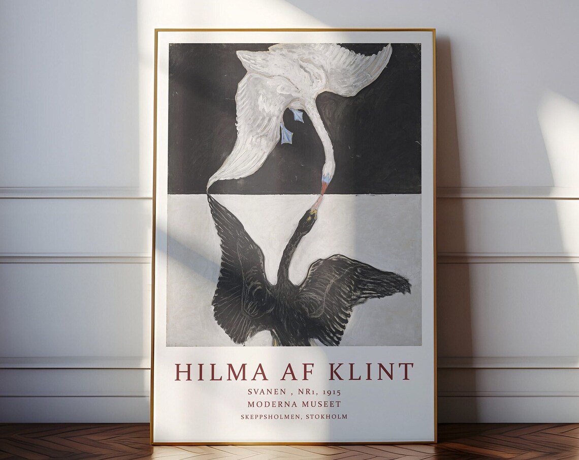 Hilma Af Klint Svanen The Swan Nr 1 1915 Black White Bird Poster