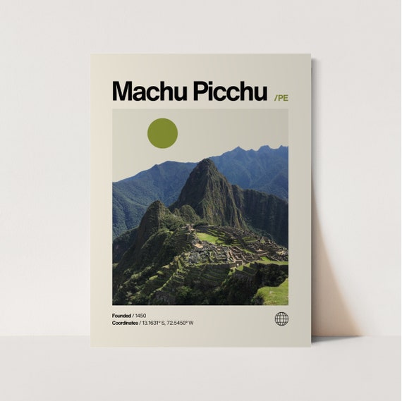 Machu Picchu Peru Ancient Ruins Photo Minimalist Travel Poster