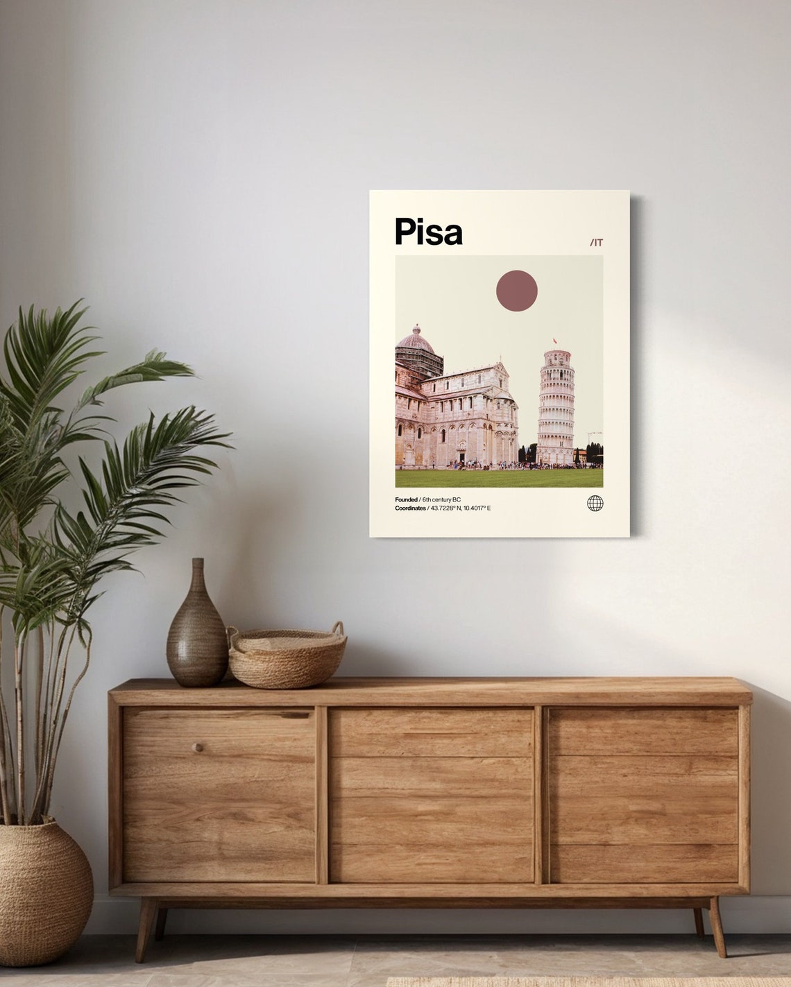 Pisa Italy Leaning Tower Minimalist Landmark Travel Poster Photo Art - Image 3