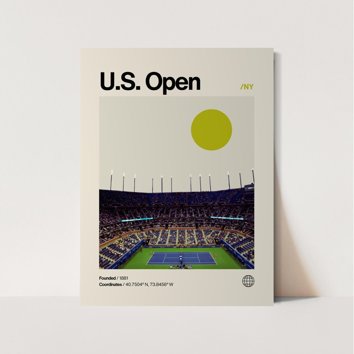 US Open Minimalist Helvetica Travel Poster, Queens NY