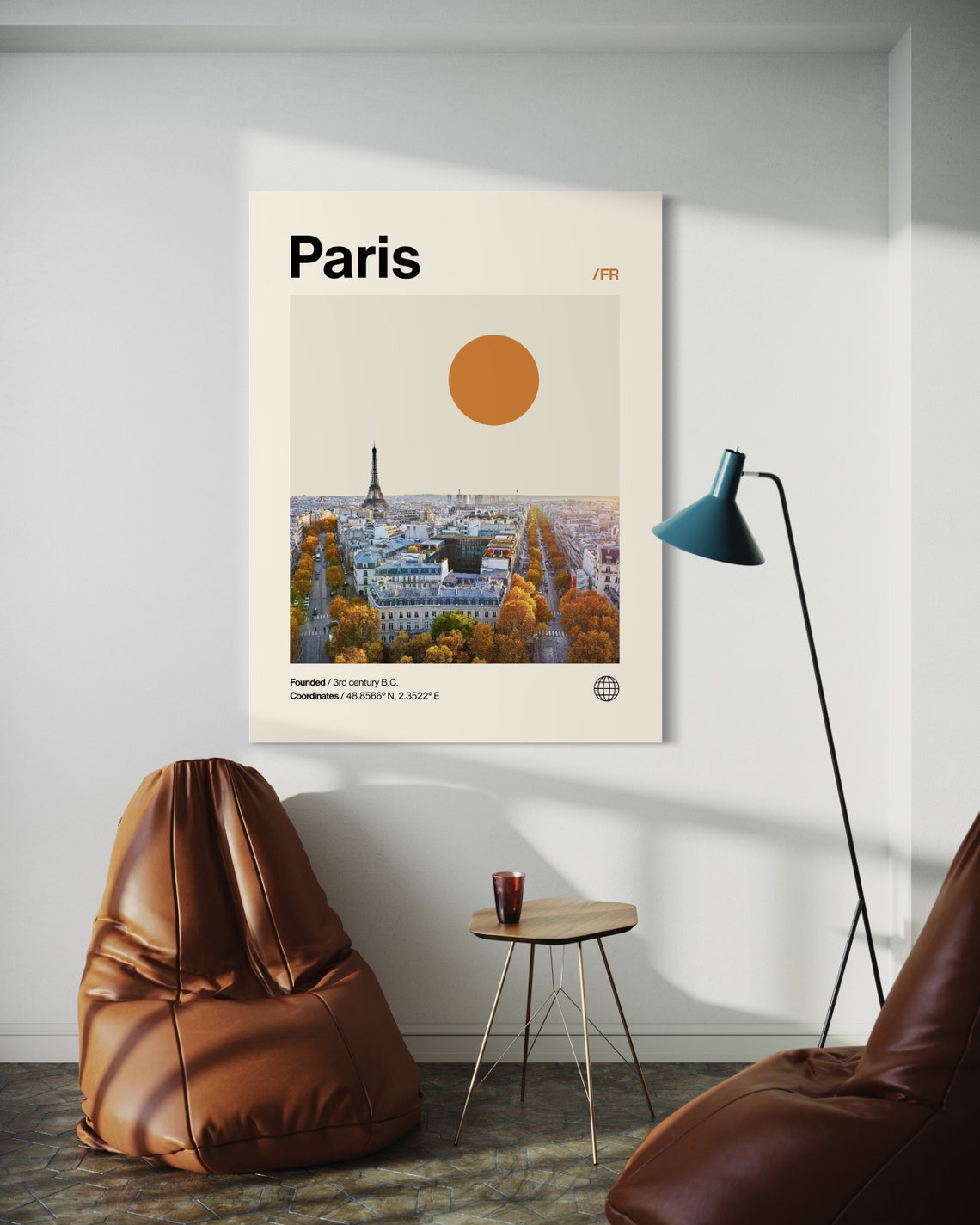 Paris France Eiffel Tower Autumn Skyline Minimalist Travel Poster - Image 2