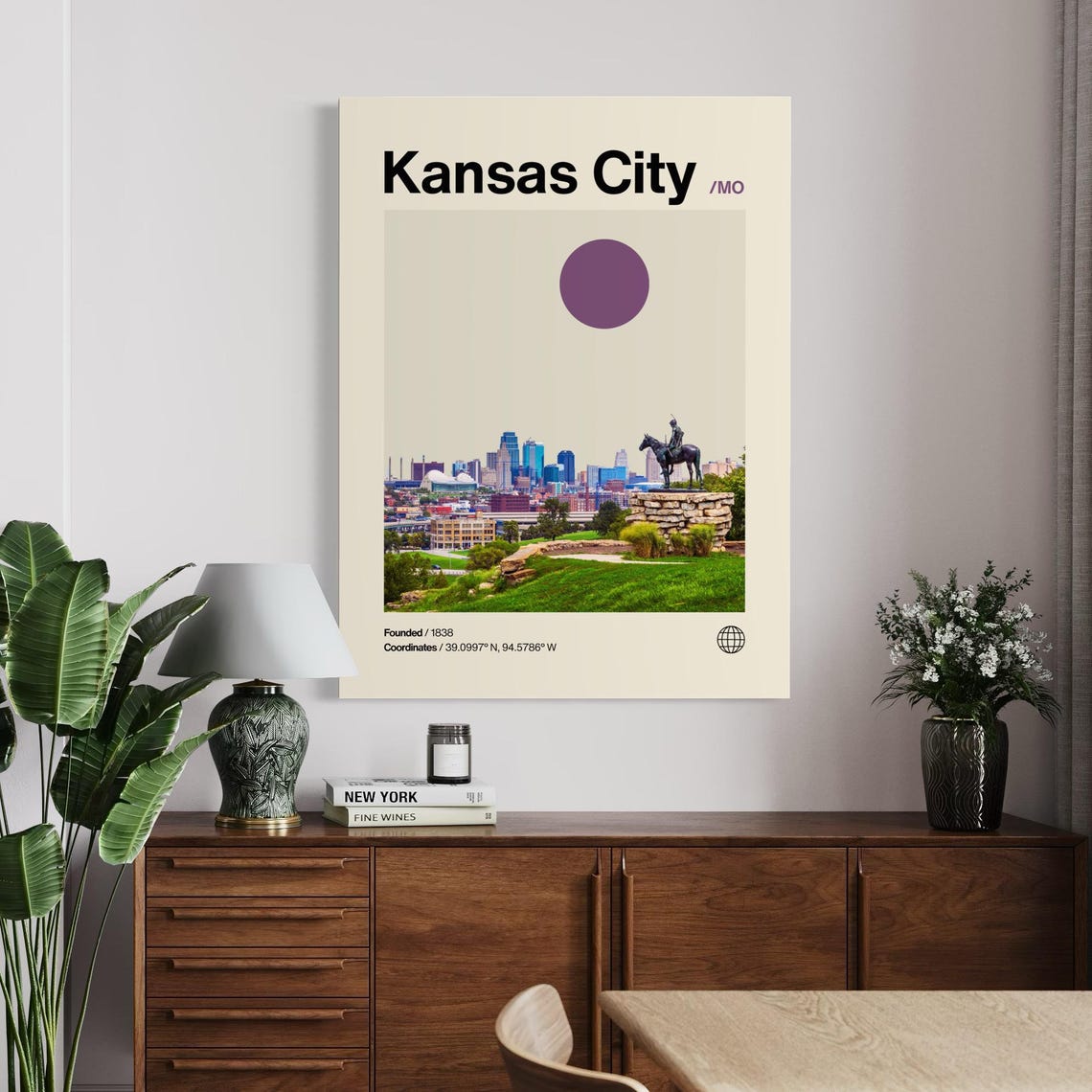 Kansas City Poster Minimalist Helvetica Mid Century Modern Kansas City Travel Print Kansas City Wall Art Kansas City Missouri - Image 2