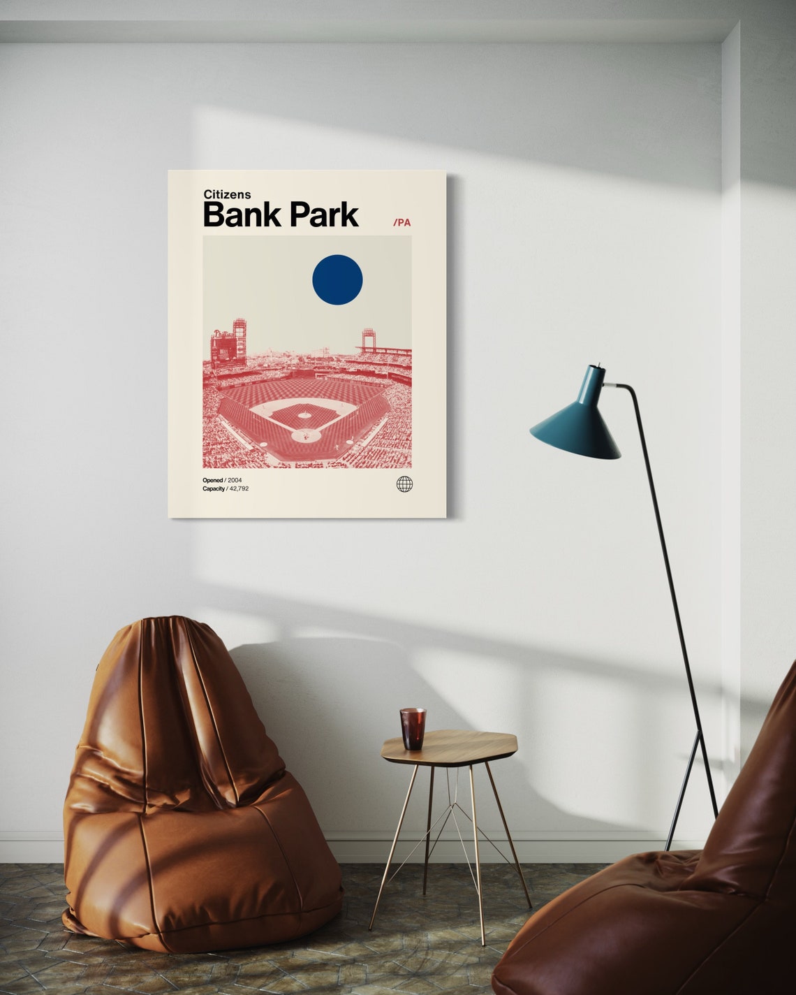 Citizens Bank Park Phillies Stadium Red Duotone Minimalist Poster - Image 2