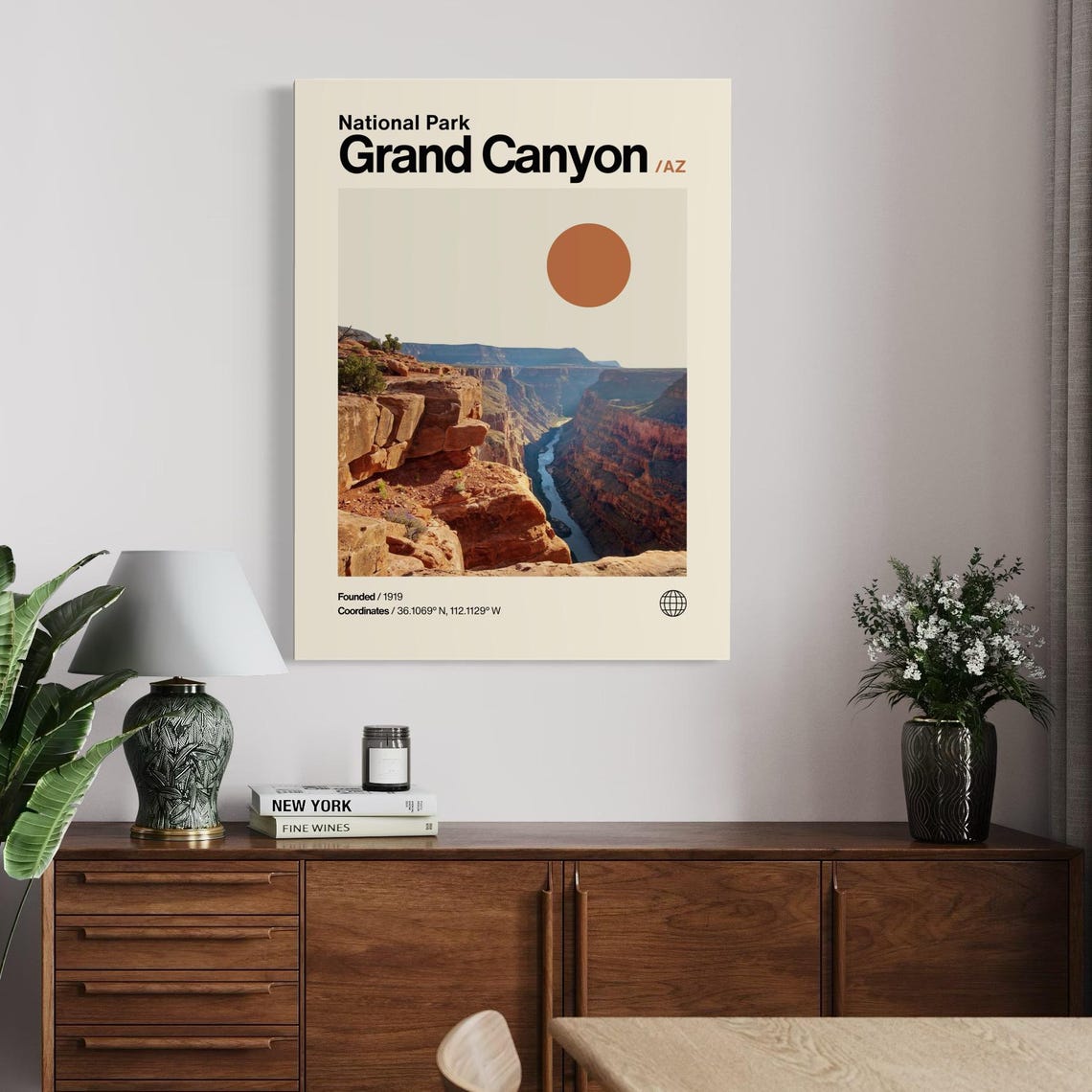 Grand Canyon Poster Minimalist Helvetica Mid Century Modern Grand Canyon Travel Print Grand Canyon Wall Art Grand Canyon Arizona - Image 3