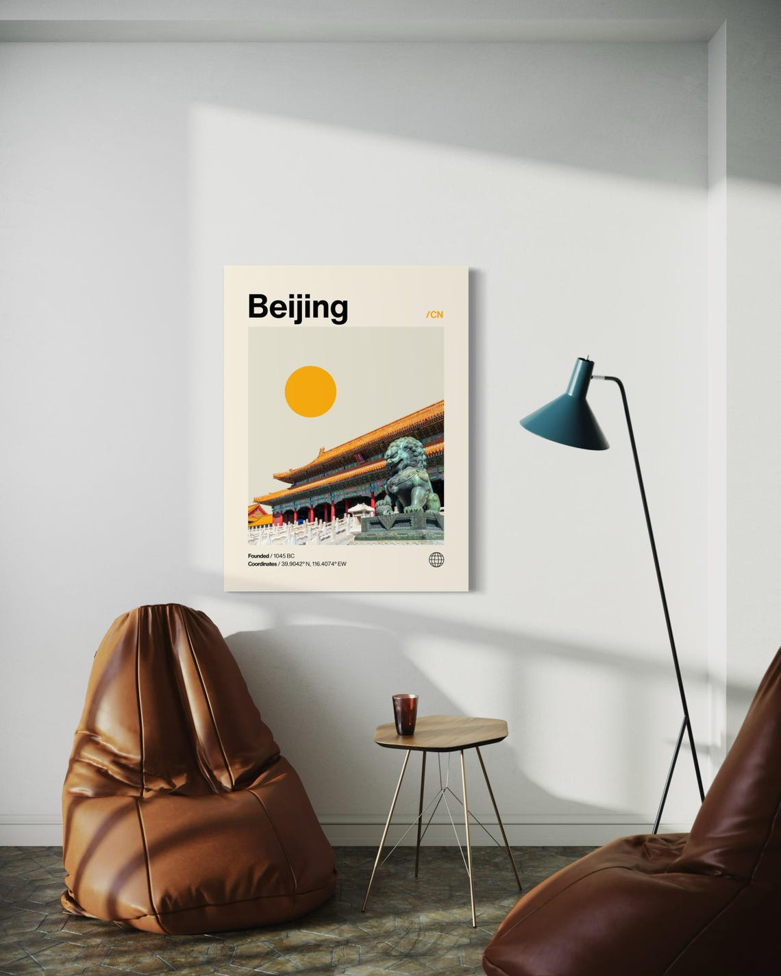 Beijing China Forbidden City Guardian Lion Minimalist Travel Poster - Image 2