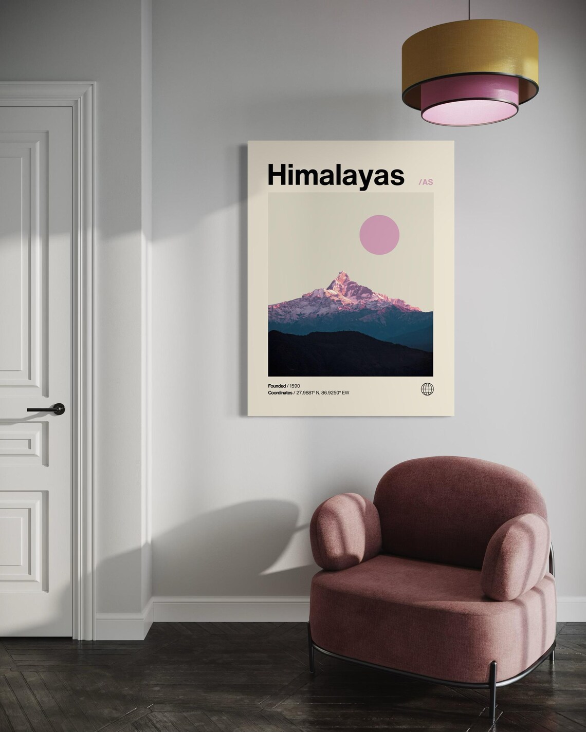 Himalayas Poster Minimalist Helvetica Mid Century Modern Himalayas Travel Print Asia Poster Himalayas Wall Art Himalayas Asia Print - Image 2