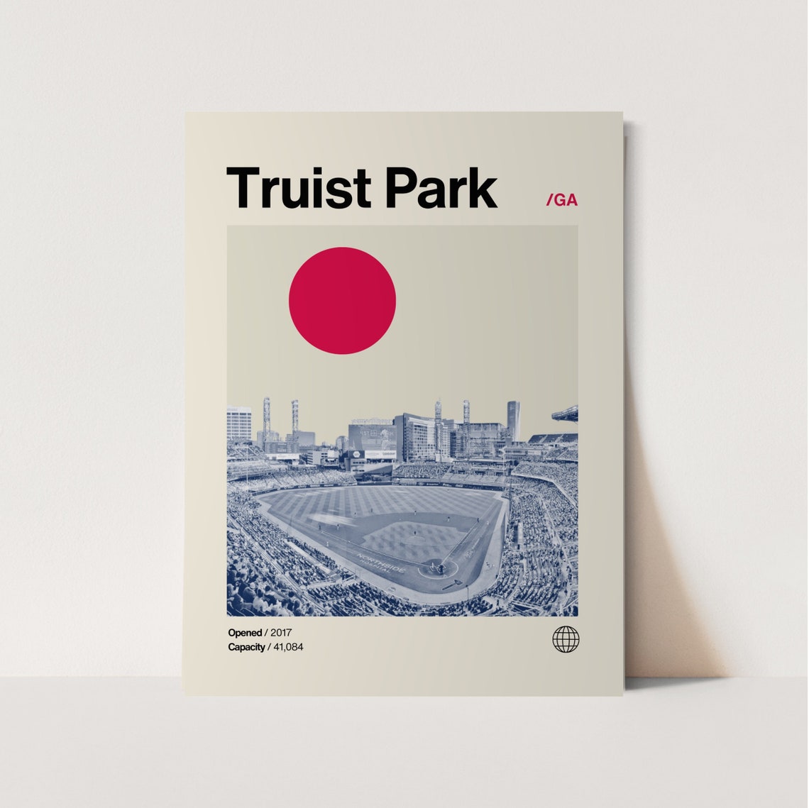 Truist Park Atlanta Braves Stadium Blue Duotone Minimalist Poster
