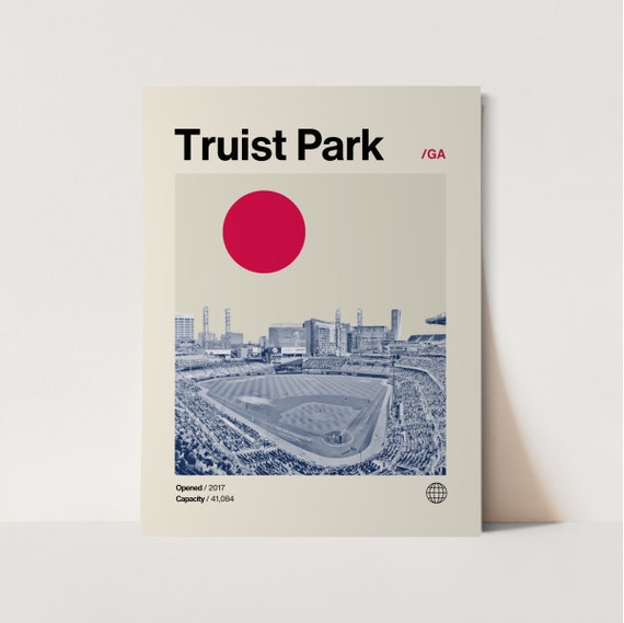 Truist Park Poster Braves Poster Minimalist Helvetica Mid Century Modern Baseball Art Baseball Stadium Poster Atlanta Braves Retro