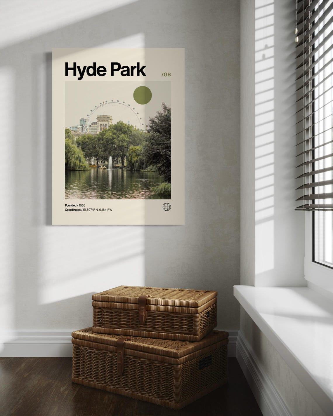Hyde Park London Lake Ferris Wheel Photo Minimalist Travel Poster - Image 2
