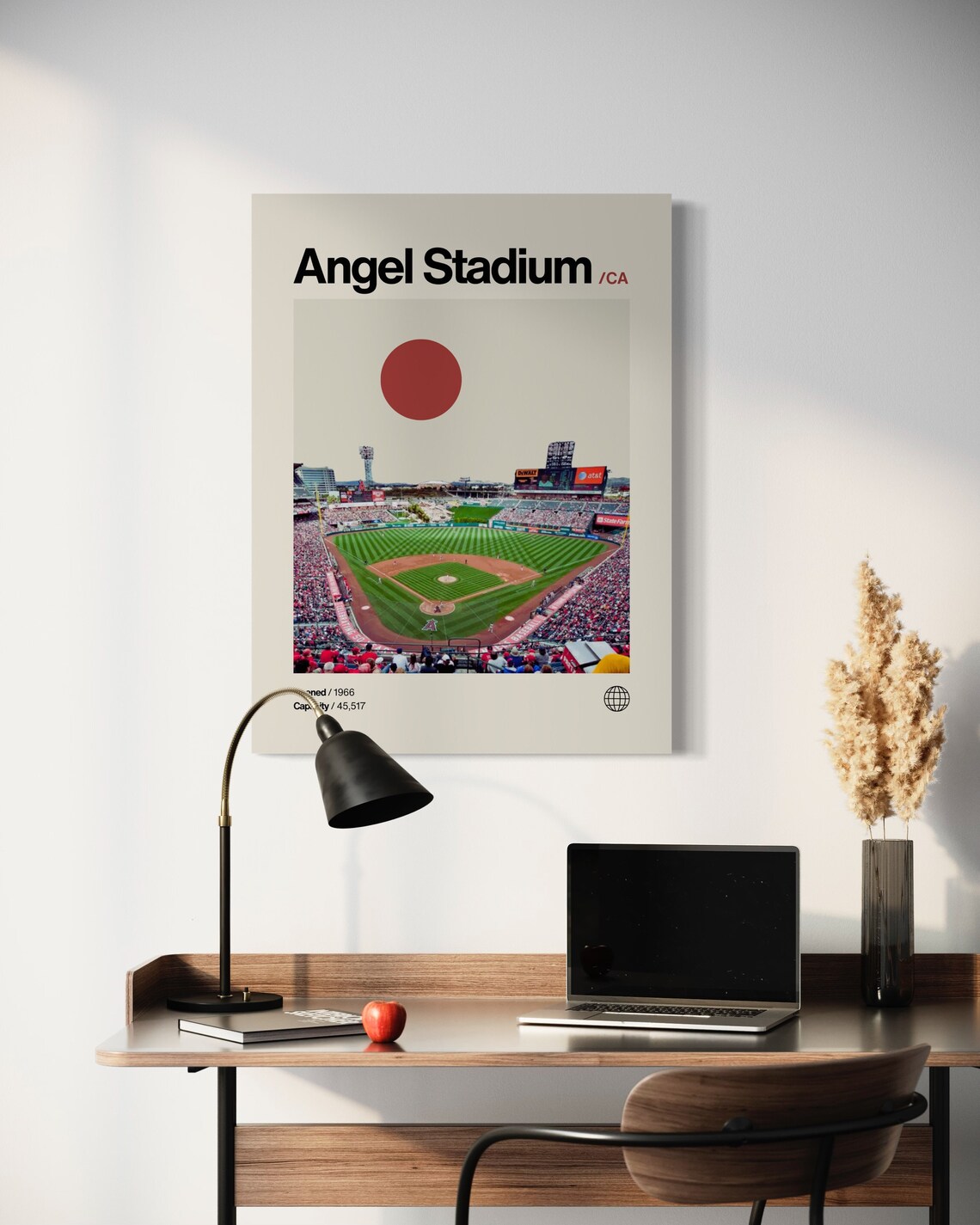 Angel Stadium Poster, Minimalist Mid-Century Baseball Art - Image 3