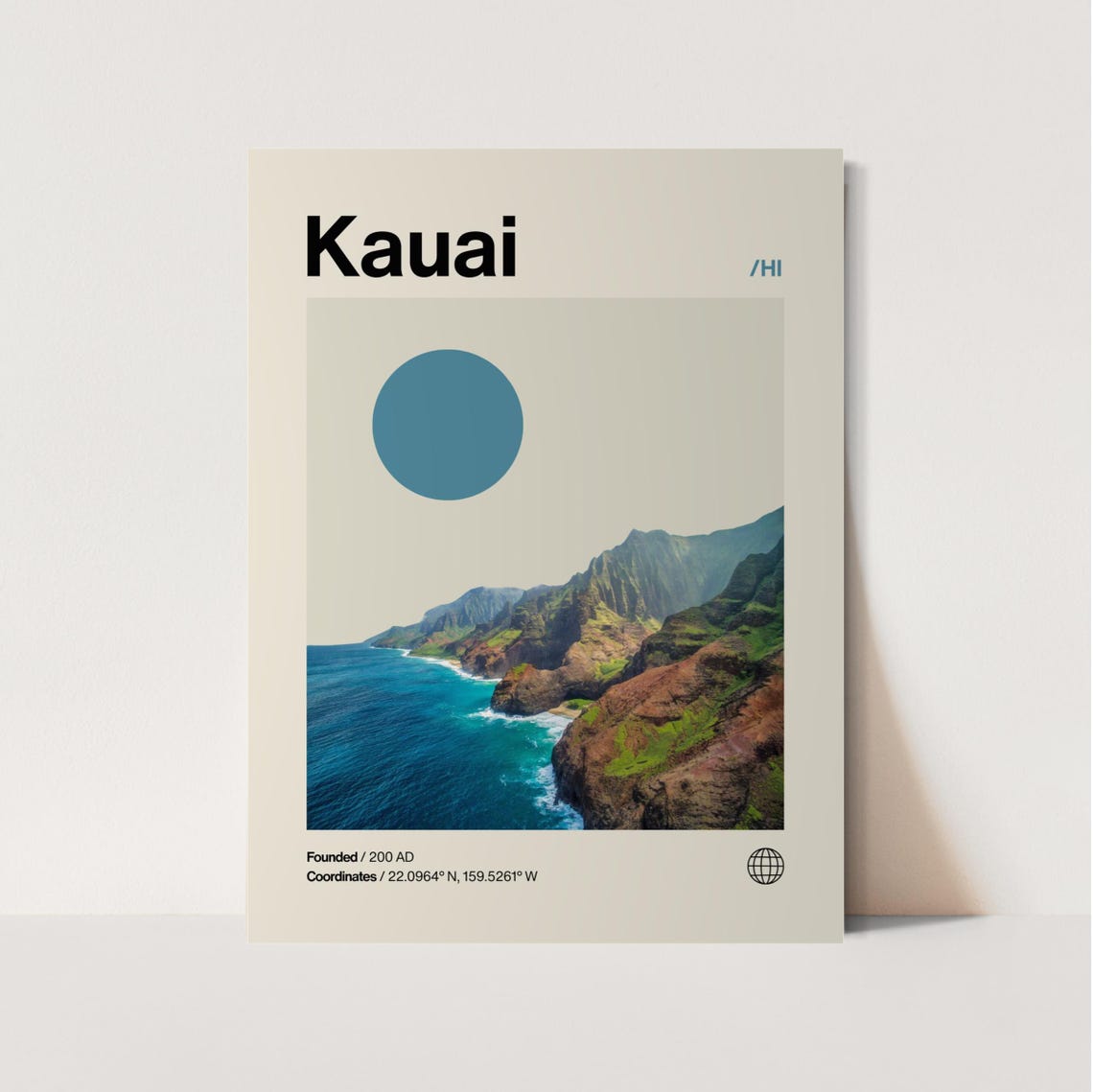 Kauai Poster Minimalist Helvetica Mid Century Modern Kauai Travel Print Hawaii Poster Kauai Wall Art Kauai Hawaii Print Hawaii Art