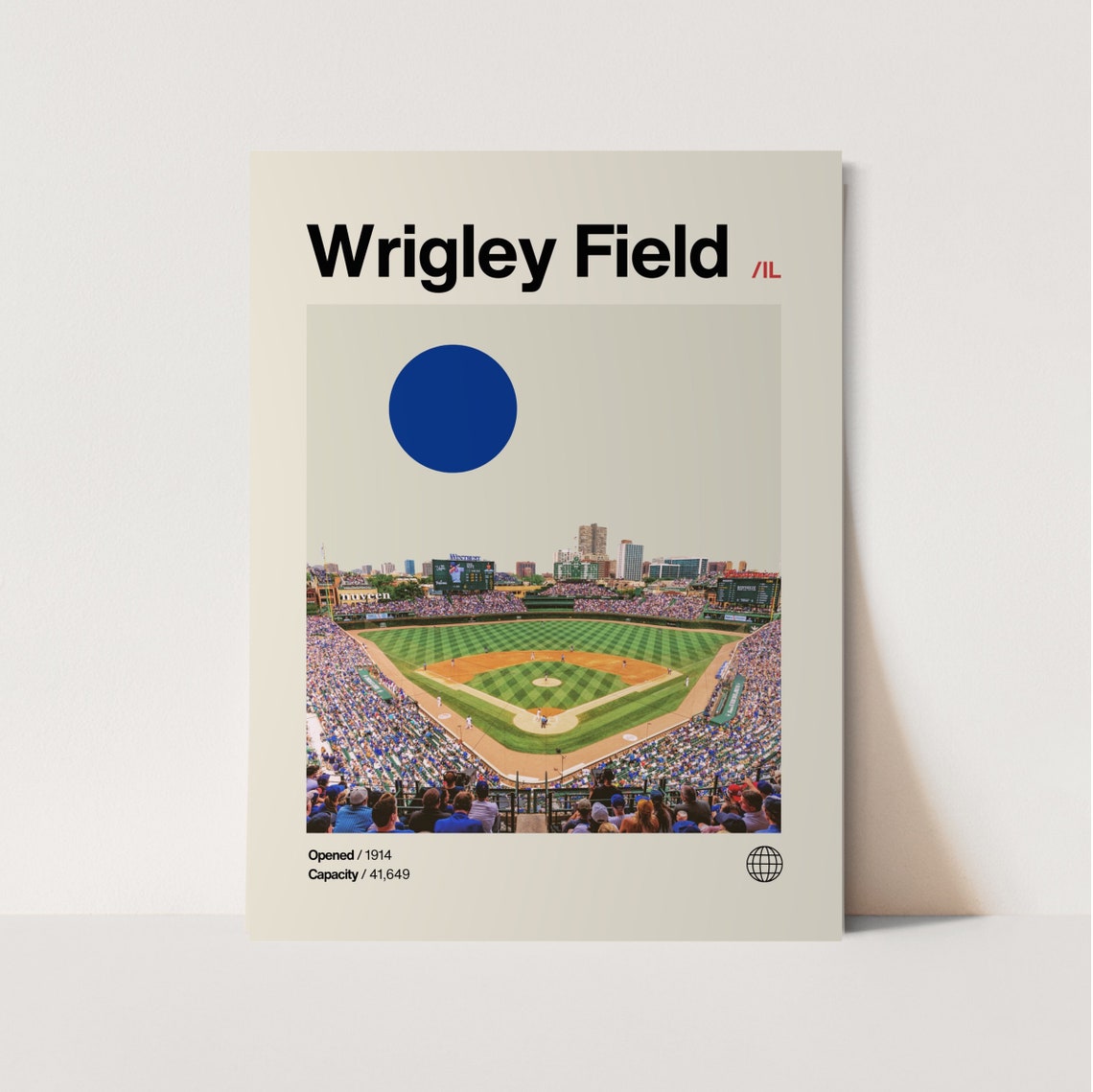 Wrigley Field Chicago Cubs Baseball Home Minimalist Stadium Poster Art