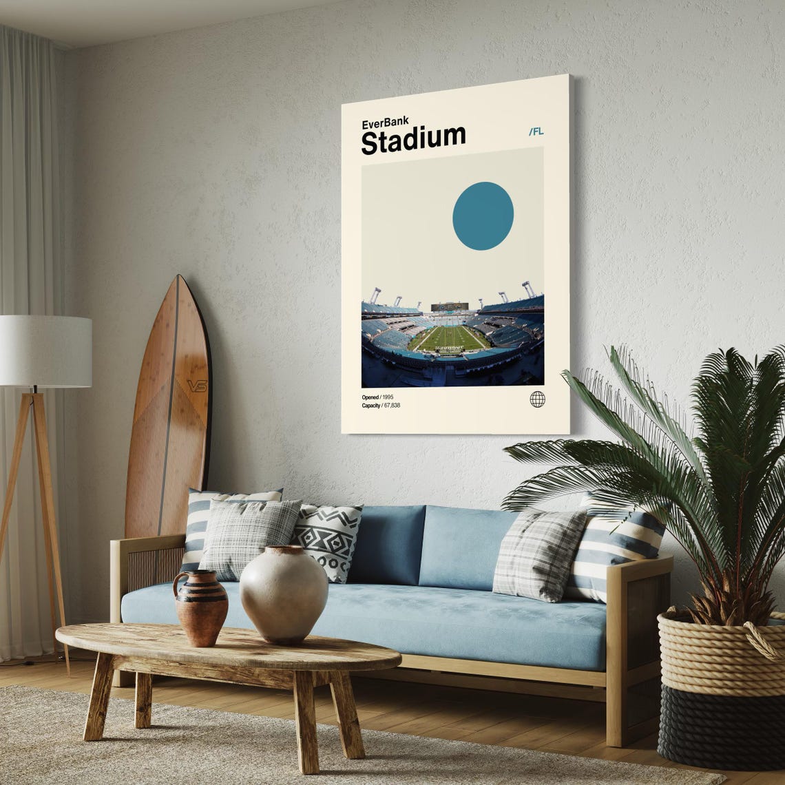 Everbank Stadium Poster Jaguars Poster Minimalist Helvetica Mid Century Modern Football Art Football Stadium Poster Jaguar Art - Image 3