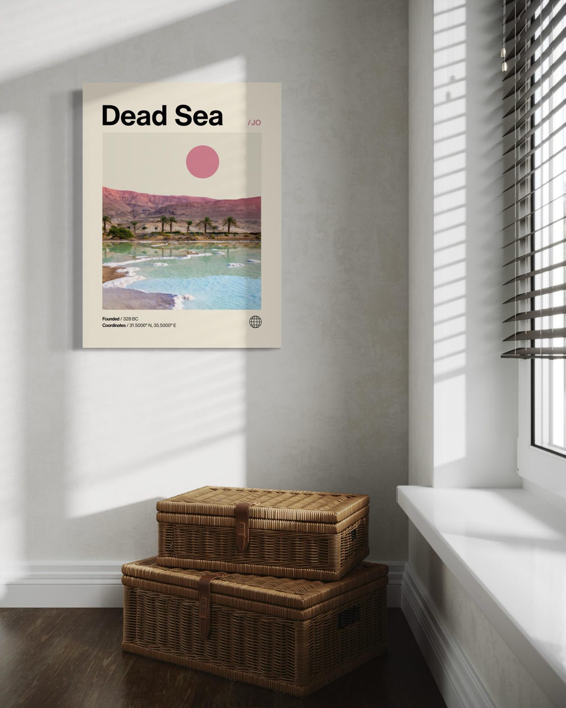 Dead Sea Poster Minimalist Helvetica Mid Century Modern Dead Sea Travel Print Dead Sea Wall Art Dead Sea Israel Print Jordan River - Image 2