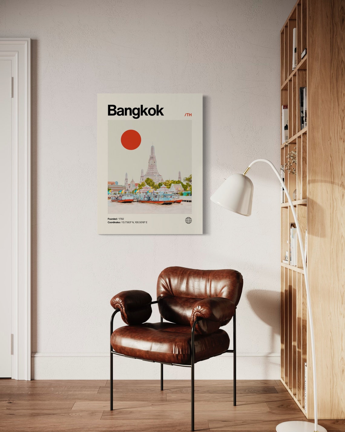 Bangkok Thailand Wat Arun River Sunset Minimalist Helvetica Poster - Image 3