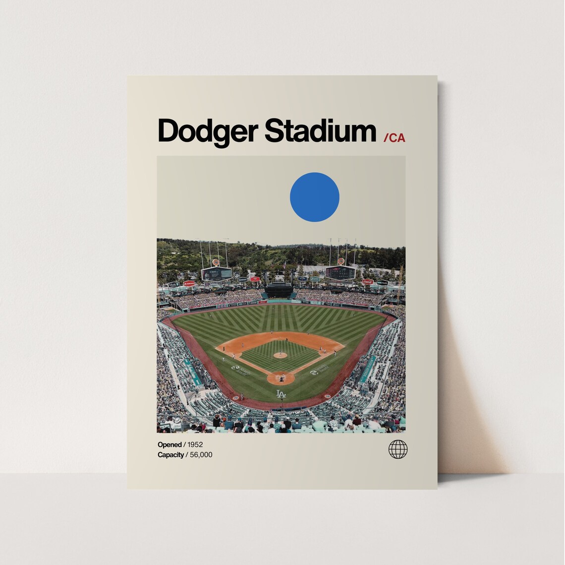 Dodger Stadium Minimalist Mid-Century Art Print