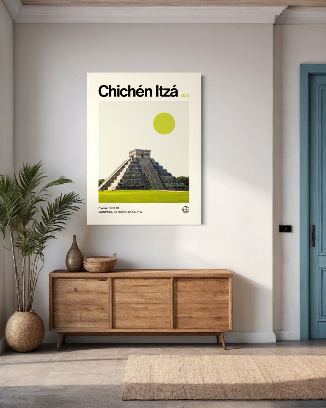 Chichen Itza Mexico Minimalist Mid Century Modern Pyramid Poster - Image 3