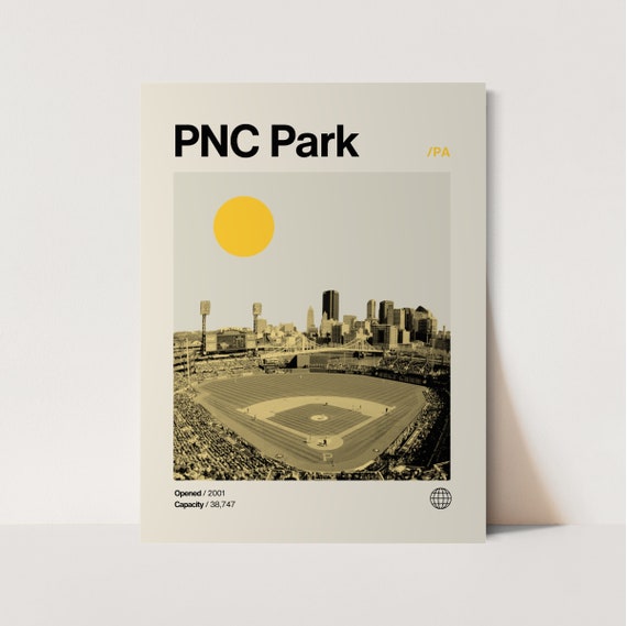 Pnc Park Poster Pirate Poster Minimalist Helvetica Mid Century Modern Baseball Art Baseball Stadium Poster Pittsburg Pirates Retro