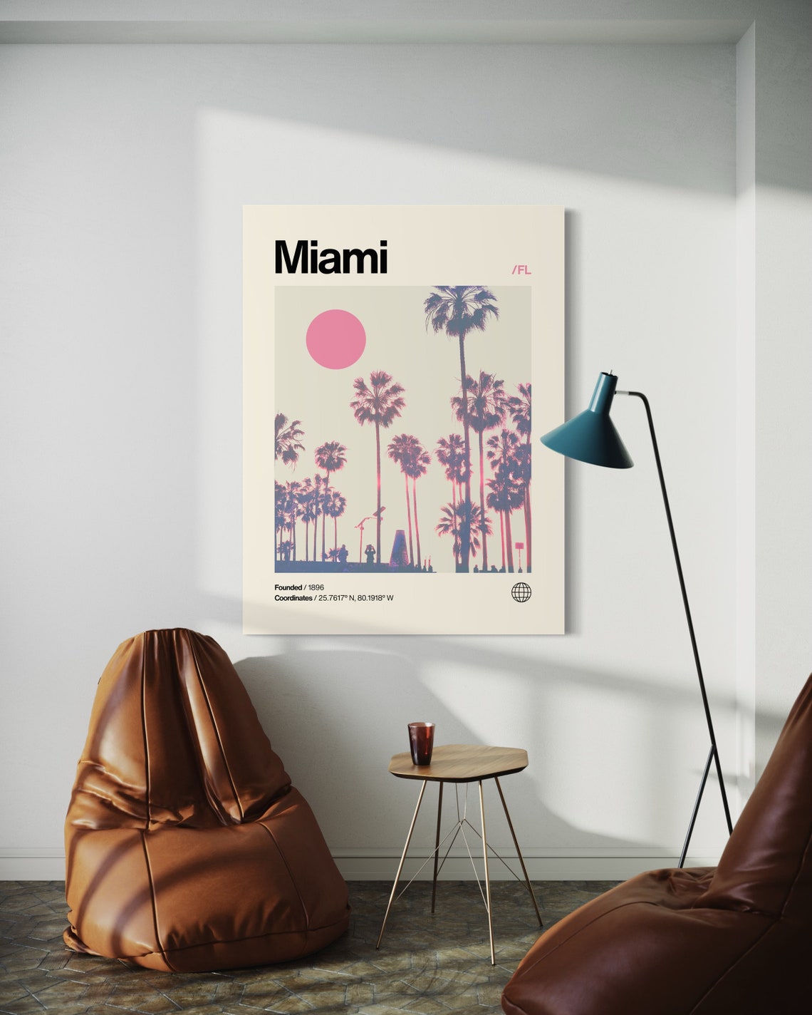 Miami Florida Palm Tree Sunset Silhouette Minimalist Travel Poster - Image 3