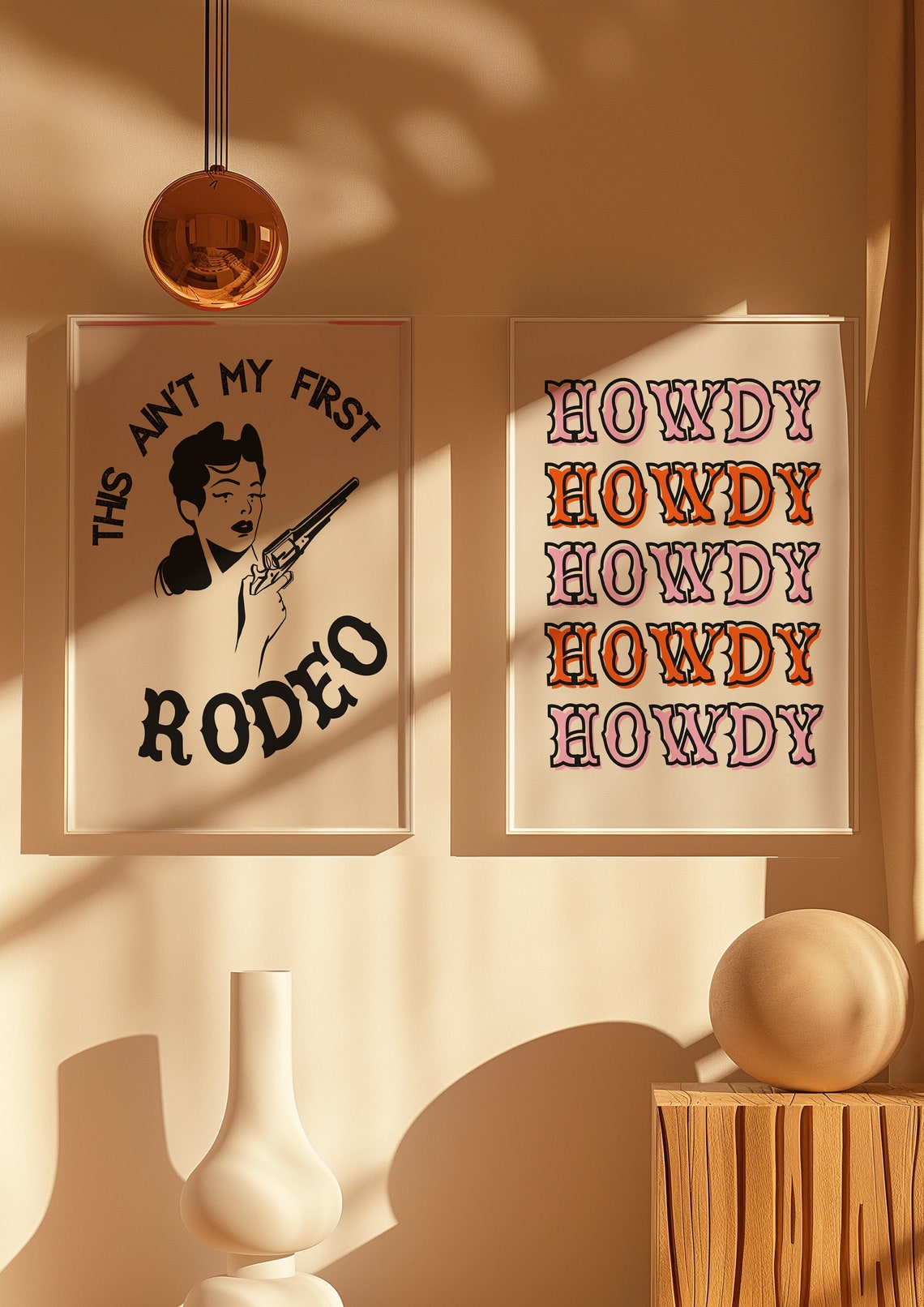 Howdy Repeat Western Circus Letters Pink Orange Vintage Wall Poster - Image 2