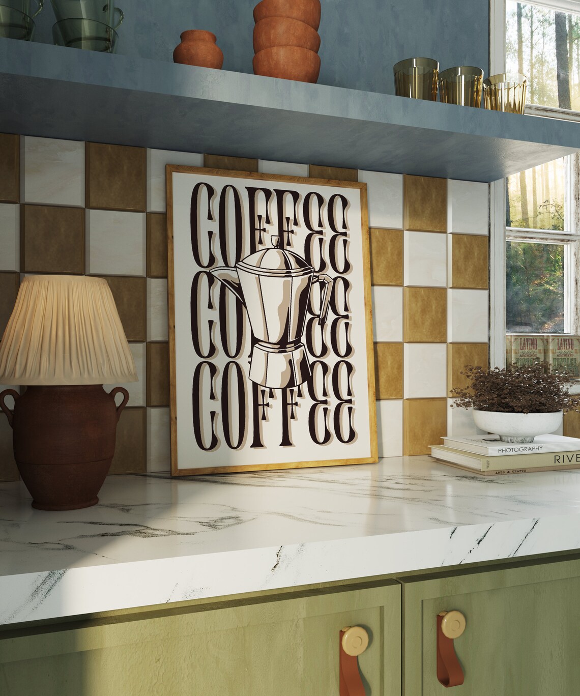 Coffee Brown Typography Moka Pot Espresso Retro Cafe Bar Poster - Image 2