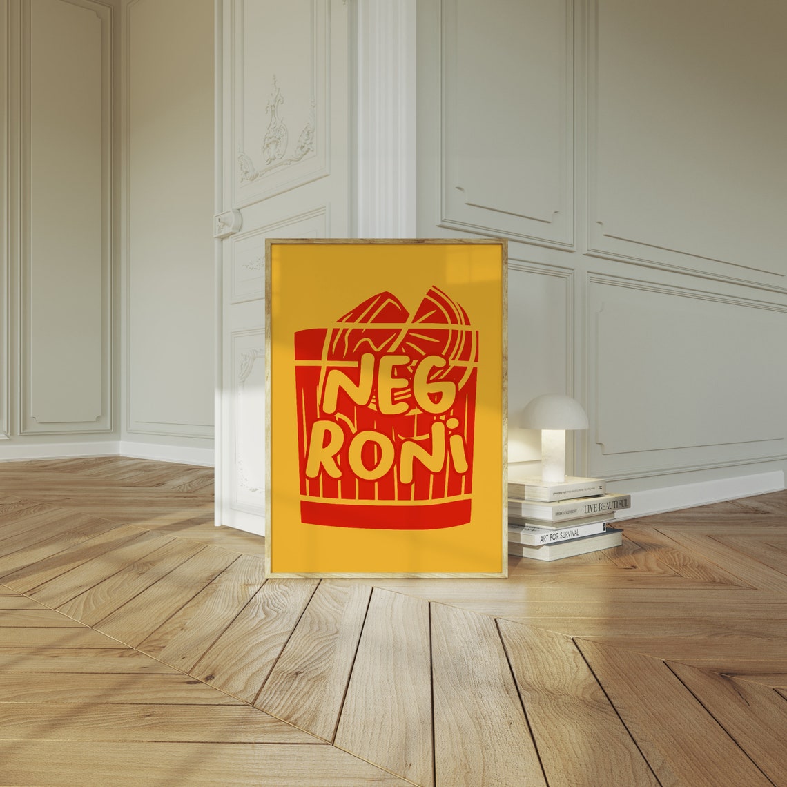 Negroni Bold Orange Typography Cocktail Glass Graphic Bar Wall Poster - Image 2