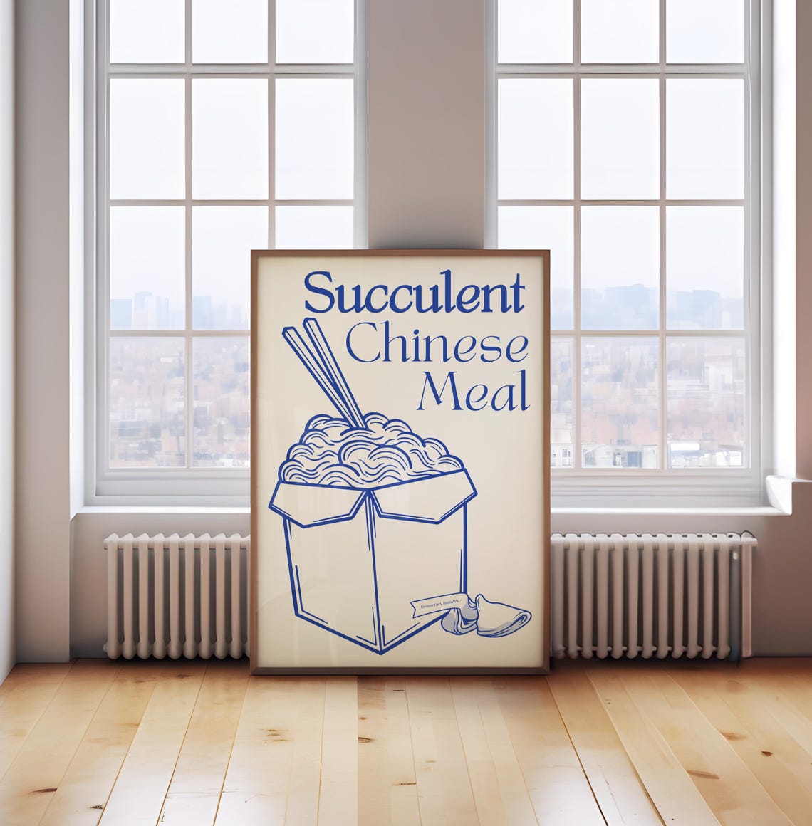 Succulent Chinese Meal Blue Noodle Takeout Box Funny Meme Poster - Image 2