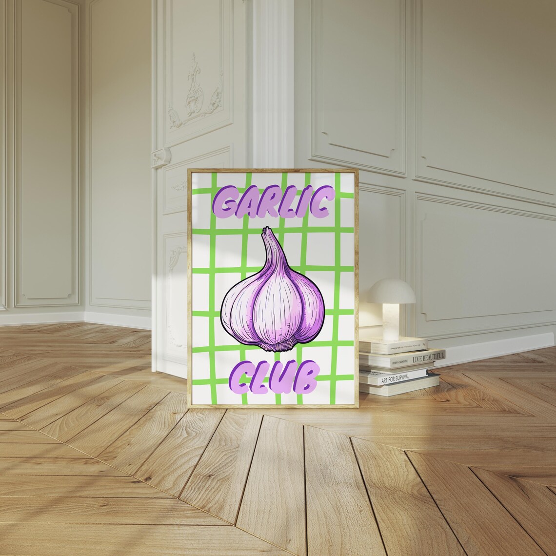 Garlic Club Purple Retro Kitchen Garlic Food Typography Poster - Image 2