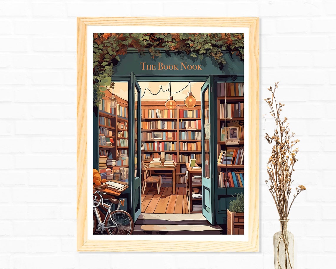 The Book Nook Cozy Bookshop Storefront Book Lover Reading Room Poster - Image 3